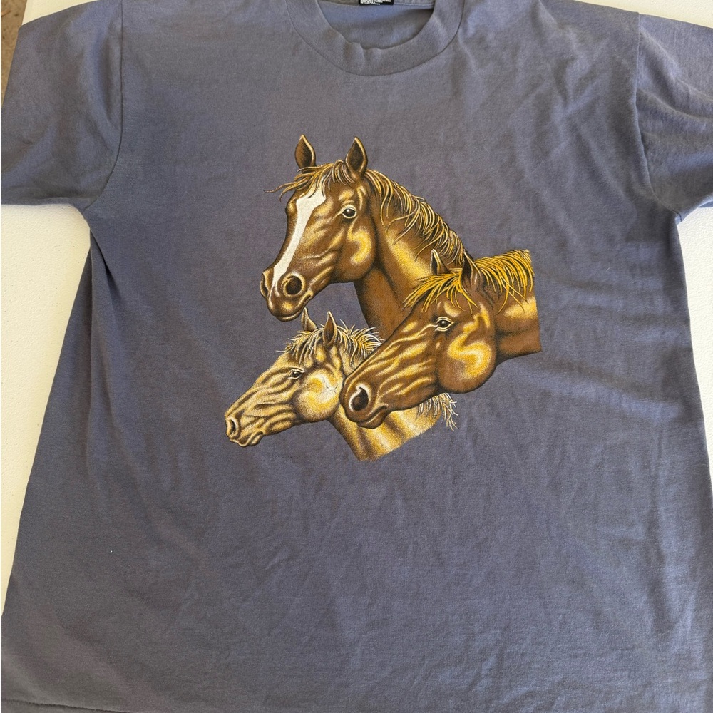 Vintage Horse T Shirt Kentucky Derby Mane Tail Horseshoe Fruit Of The Loom XL